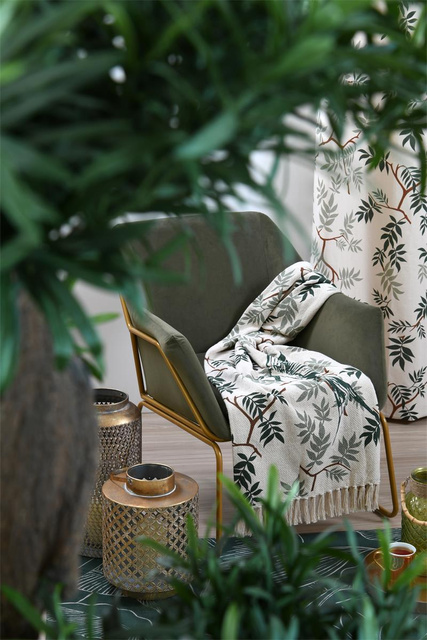 Pătură din bumbac BOTANYS cu franjuri, 125 x 150 cm