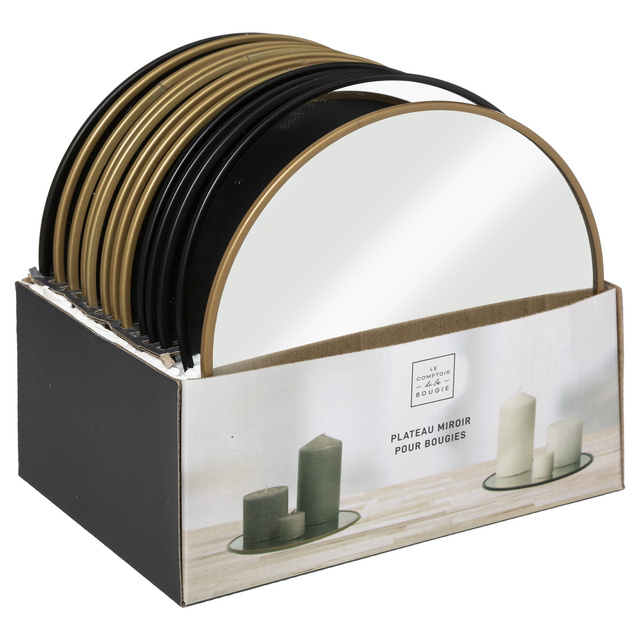 Suport tip oglinda pentru lumânări, hexagonal, Negru, Ø 20 cm