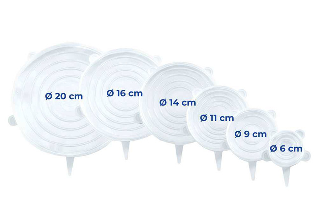 Capace din silicon pentru recipiente, flexibile, 6 bucăți