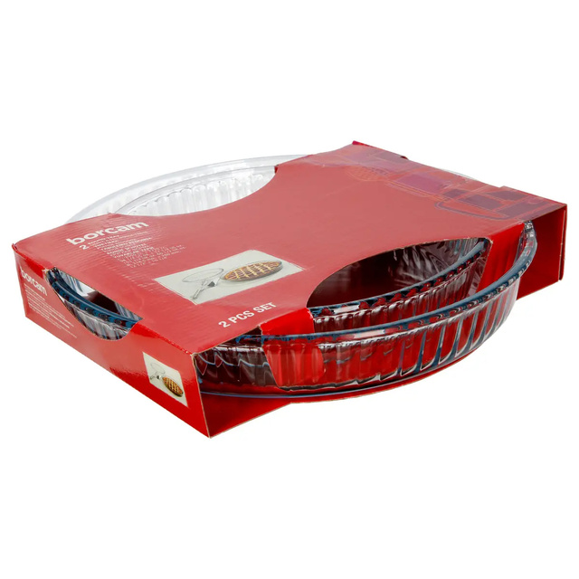 Set 2 vase rotunde sticla termorezistenta, 32 / 26 cm