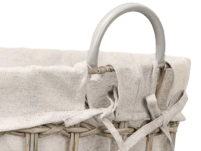 Coș de rufe cu inserție din material textil și mânere, 58 cm