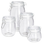 Borcanuri din sticlă cu clips RESO, 4 bucăți