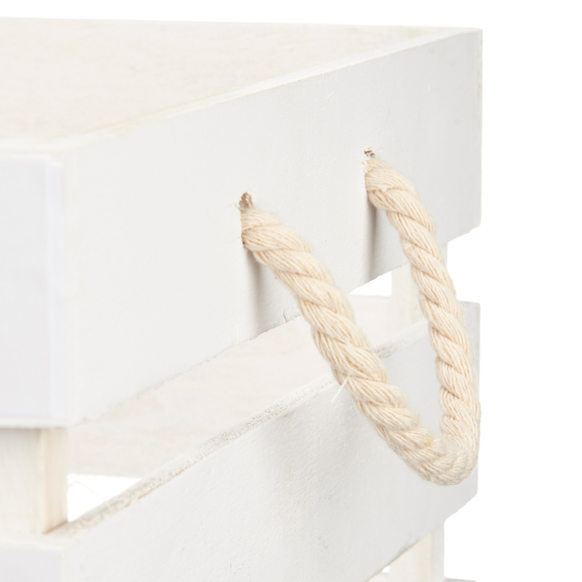 Lădițe albe din lemn cu mânere LOVE, 3 bucăți