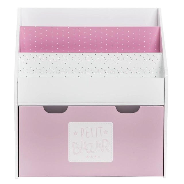 Bibliotecă pentru copii cu sertar și compartimente, 62,5 x 30 x 70 cm