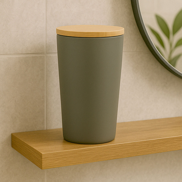 Recipient de baie cu capac din bambus, Ø 11,5 cm, KESPER