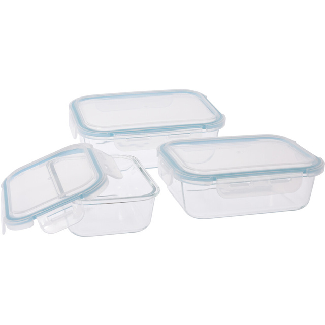 Organizatoare de sticlă pentru alimente cu capace, 3 bucăți