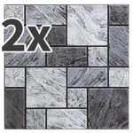 Set 2 bucati autocolante de perete din PVC pentru bucătărie, efect piatră, 30 x 30 cm.
