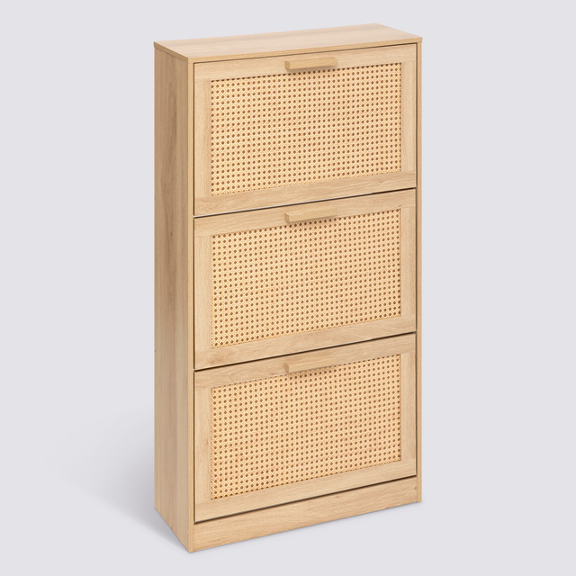 Dulap pentru pantofi îngust și înalt CANE, împletitură vieneză, 60 x 24 x 113 cm