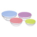 Set 4 boluri din sticla, capace colorate