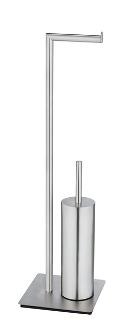 Perie WC cu suport hartie igienica RECCO, 2 în 1, Argintiu, 71,5x20 cm, WENKO