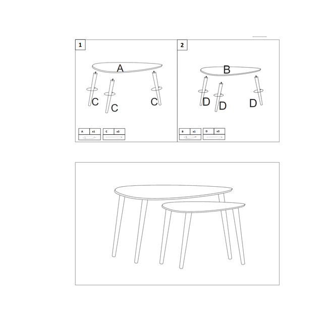 Set masute de cafea MILEO, 2 bucati