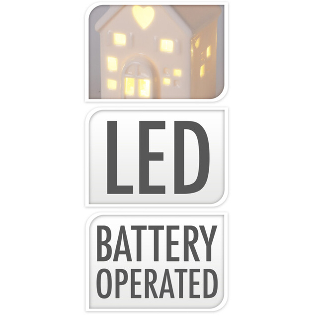 Casa decorativa din ceramica LED, 8 cm