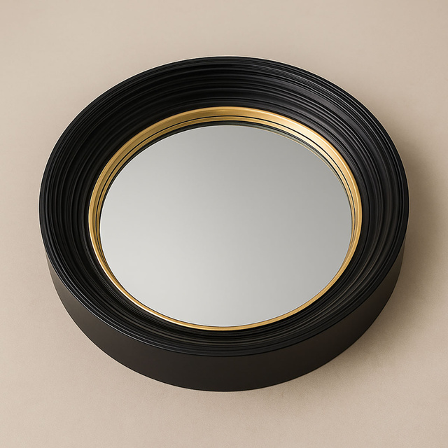 Oglindă rotundă cu ramă neagră DEM, Ø 40,5 cm