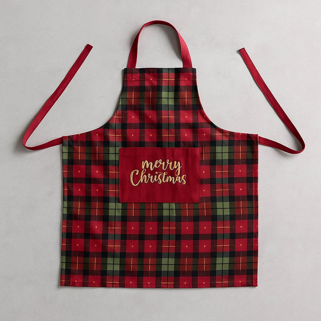 Șorț de bucătărie de Crăciun cu buzunar, 80 x 80 cm