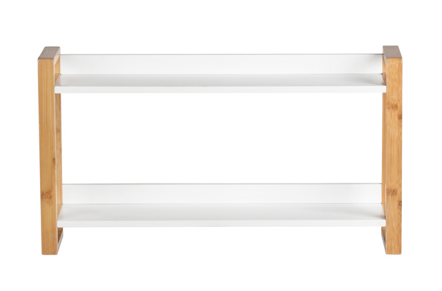 Raft de perete din bambus FINJA, pe două niveluri, alb, Wenko