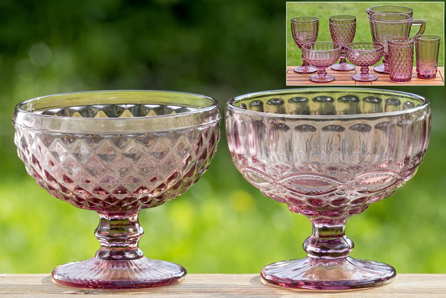 Cupa pentru desert si inghetata, sticla roz, Ø 12 cm