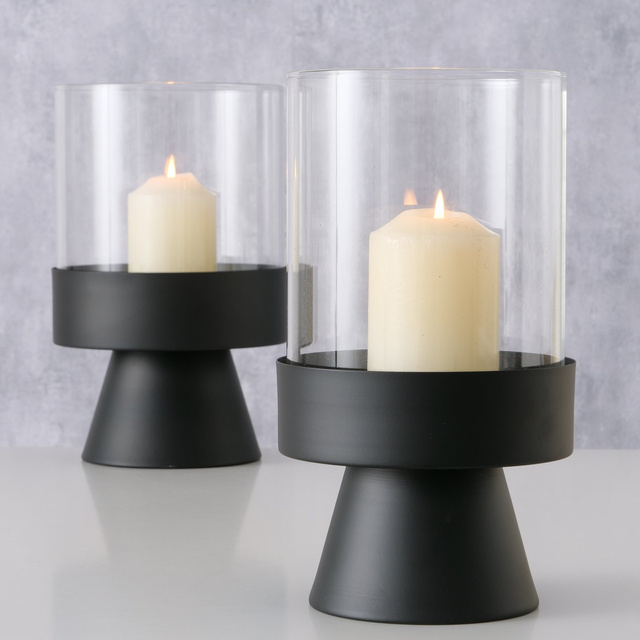 Set 2 sfeșnice moderne Pallas, negru