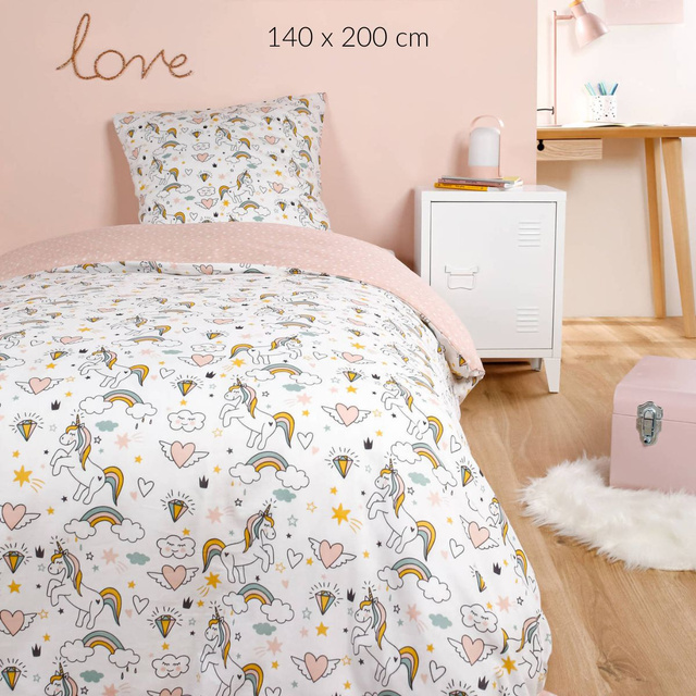 Lenjerie de pat pentru copii HAPPY, 100% bumbac, 140 x 200 cm