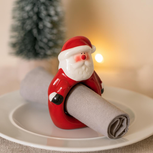 Inel pentru servetel din ceramica Mos Craciun