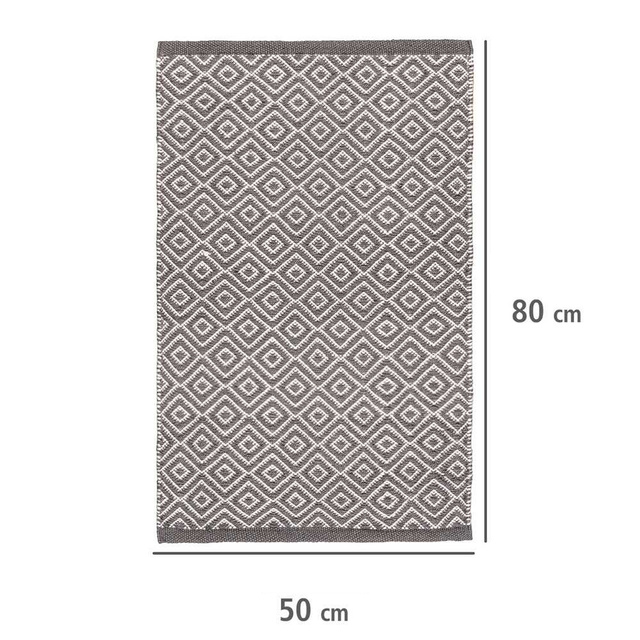 Covor de baie TURPAN, poliester reciclat, gri, model diamant, WENKO