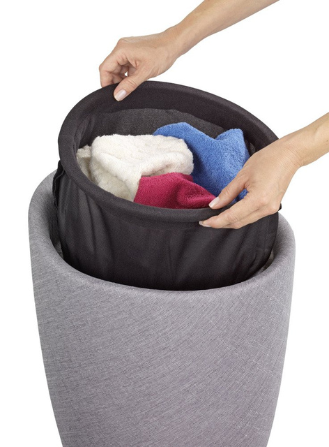 Pufa CANDY GRI DESCHIS - coș de rufe, 2 în 1, WENKO, gri deschis