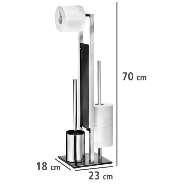 Set elegant de accesorii pentru baie, suport și suport pentru hârtie igienică, perie de toaletă, RIVALTA WENKO, argintiu lucios