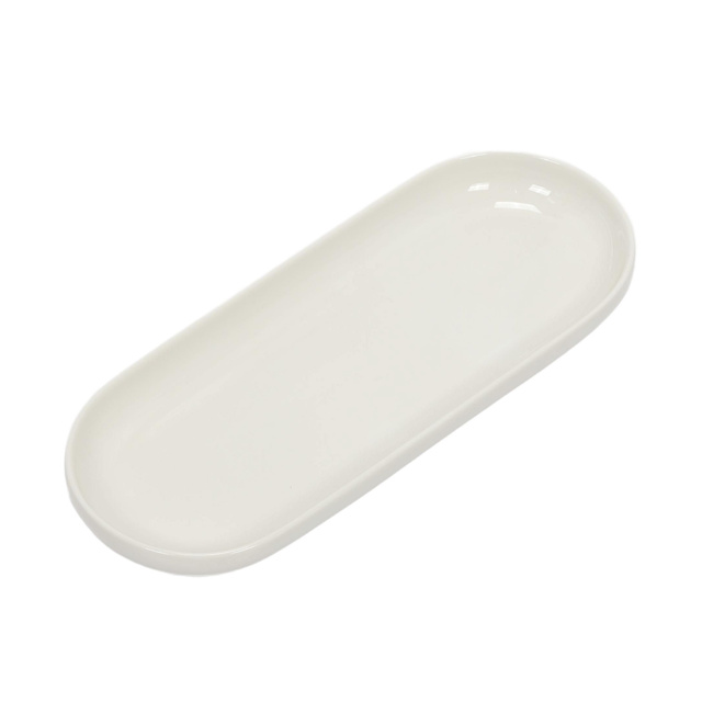 Platou de servire gustari NORA, gresie, model flori salbatice, 23 x 9 cm