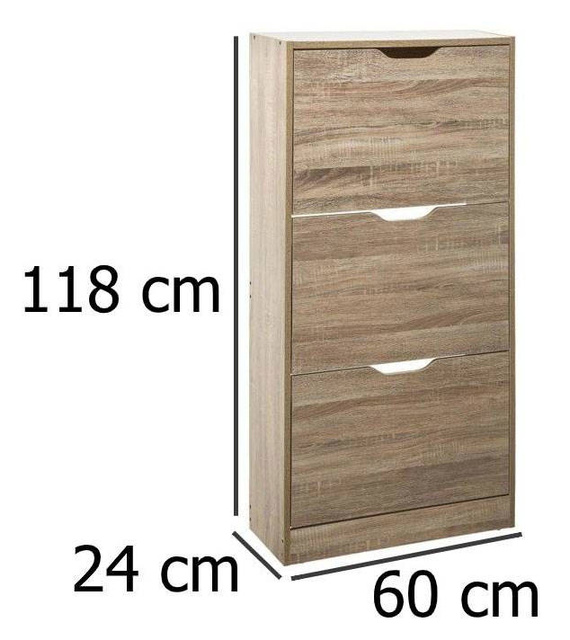 Comodă pentru pantofi din lemn, 60x24x118 cm, maro inchis