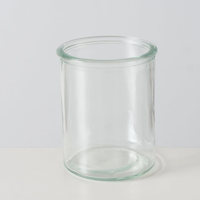 Suport de lumânare din bambus cu inserție de sticlă TORLA, 23 cm