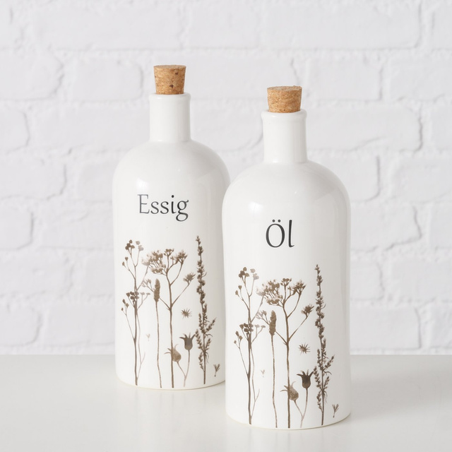 Sticla pentru ulei sau otet, Kamina, ceramica, alb