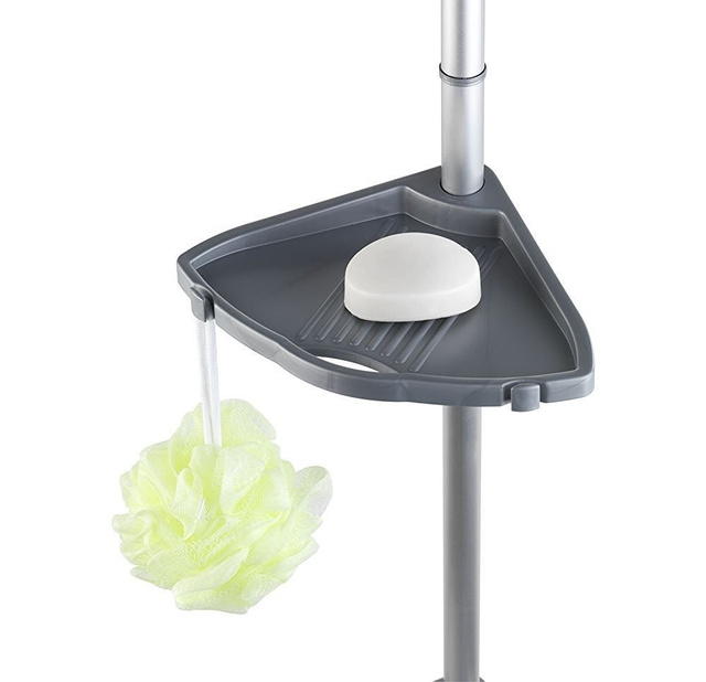 Raft de baie telescopic, colțar - 4 niveluri, WENKO, argintiu