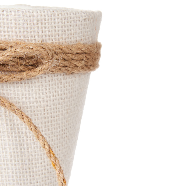 Husa pentru ghiveci impletit cu fundita de iuta, Ø 13 cm