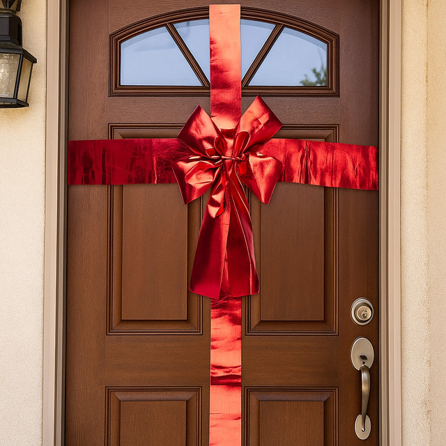 Decorațiune de Crăciun pentru ușă, fundă, 33 x 42 cm