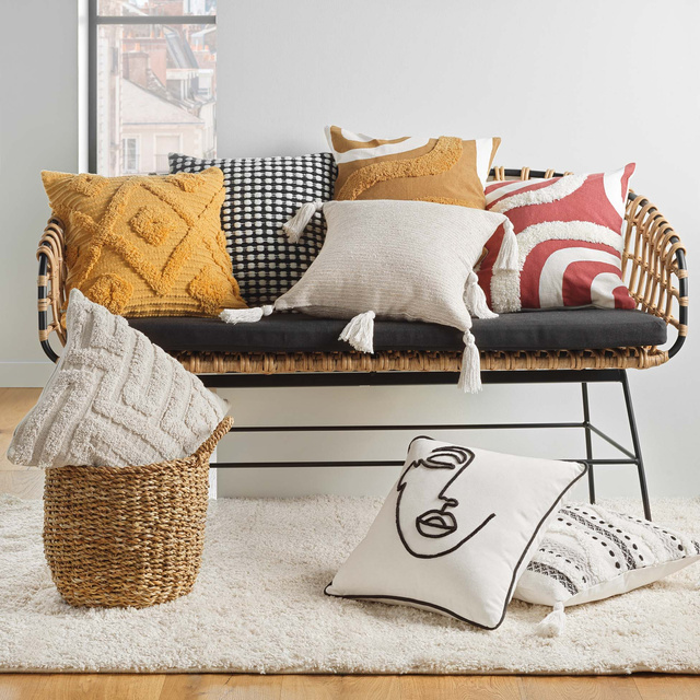 Fata de perna decorativa ZELIE boho, bumbac, 40 x 40 cm