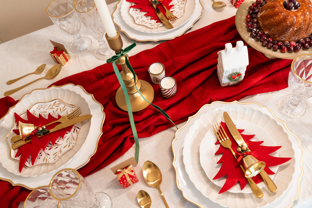 Suporturi pentru tacamuri Brazi de Craciun, 4 bucati