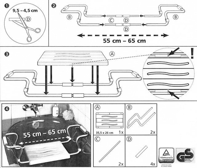 Bancă pentru cadă (nawannowa) cu șezut reglabil SECURA, WENKO, antracit