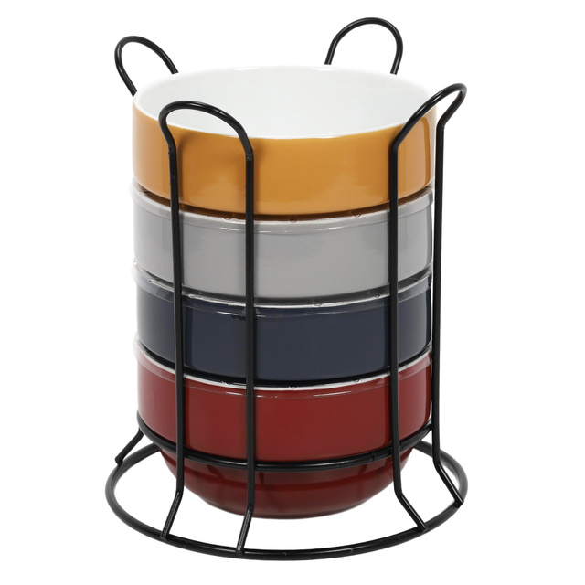 Boluri pentru mic dejun pe suport metalic, 500 ml, 4 bucăți incluse