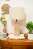 Lampa de masa SALMA cu baza din bambus, 47 cm