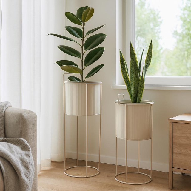 Ghivece metalice IDEM, 2 bucăți, bej