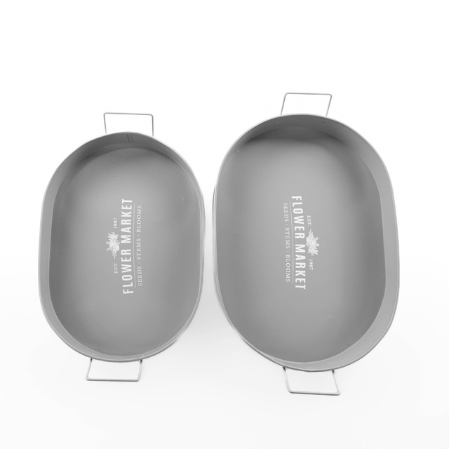 Tava pentru servire Botanical, cu manere late, metalica, 2 bucati