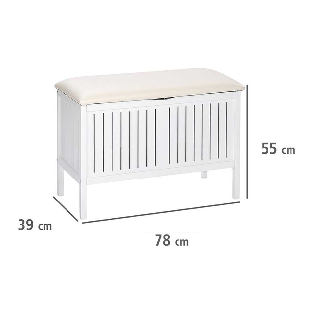 Cos rufe/scaun, Wenko Oslo, 2 in 1, 17 L, Lemn, Alb