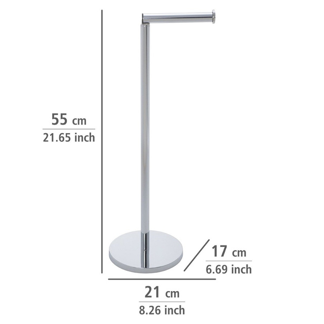 Suport pentru hârtie igienică cu mâner, 2 în 1, WENKO, argintiu lucios