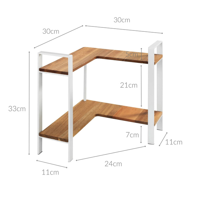 Coltar, raft bucatarie pe doua nivele pentru blat LOUISA, lemn de salcam