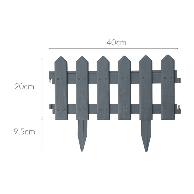 Palisadă de grădină, plastic, 40 x 20 cm