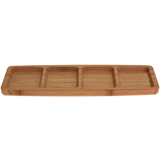 Tava din bambus pentru aperitive 4 compartimente, 33x10x2 cm, Excellent Houseware