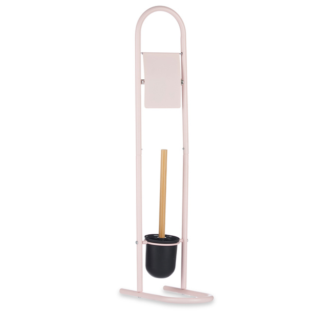 Suport metalic pentru hârtie igienică și perie WC FRESHY cu elemente din bambus