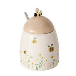 Recipient ceramic cu capac și linguriță HONEY, 445 ml