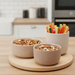 Set de boluri ceramice pentru gustări LINY pe un suport din bambus
