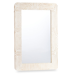 Oglindă de perete în ramă de lemn de mango LINES&CURVES, 60 x 90 cm