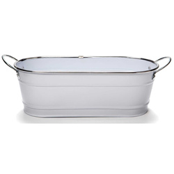 Husa ghiveci din zinc, alb, 11 x 32,5 x 10,5 cm